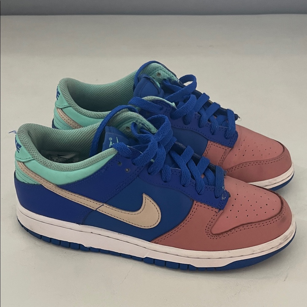 Nike Dunk Low Kids' Blue and Pink Sneakers with Mint Accents
